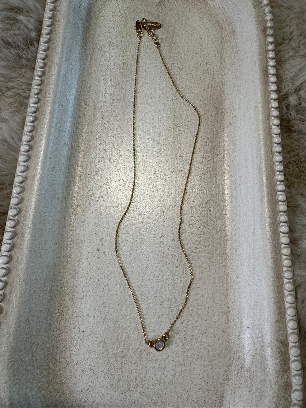 Delicate Gold Necklace with Opal Stone Pendant